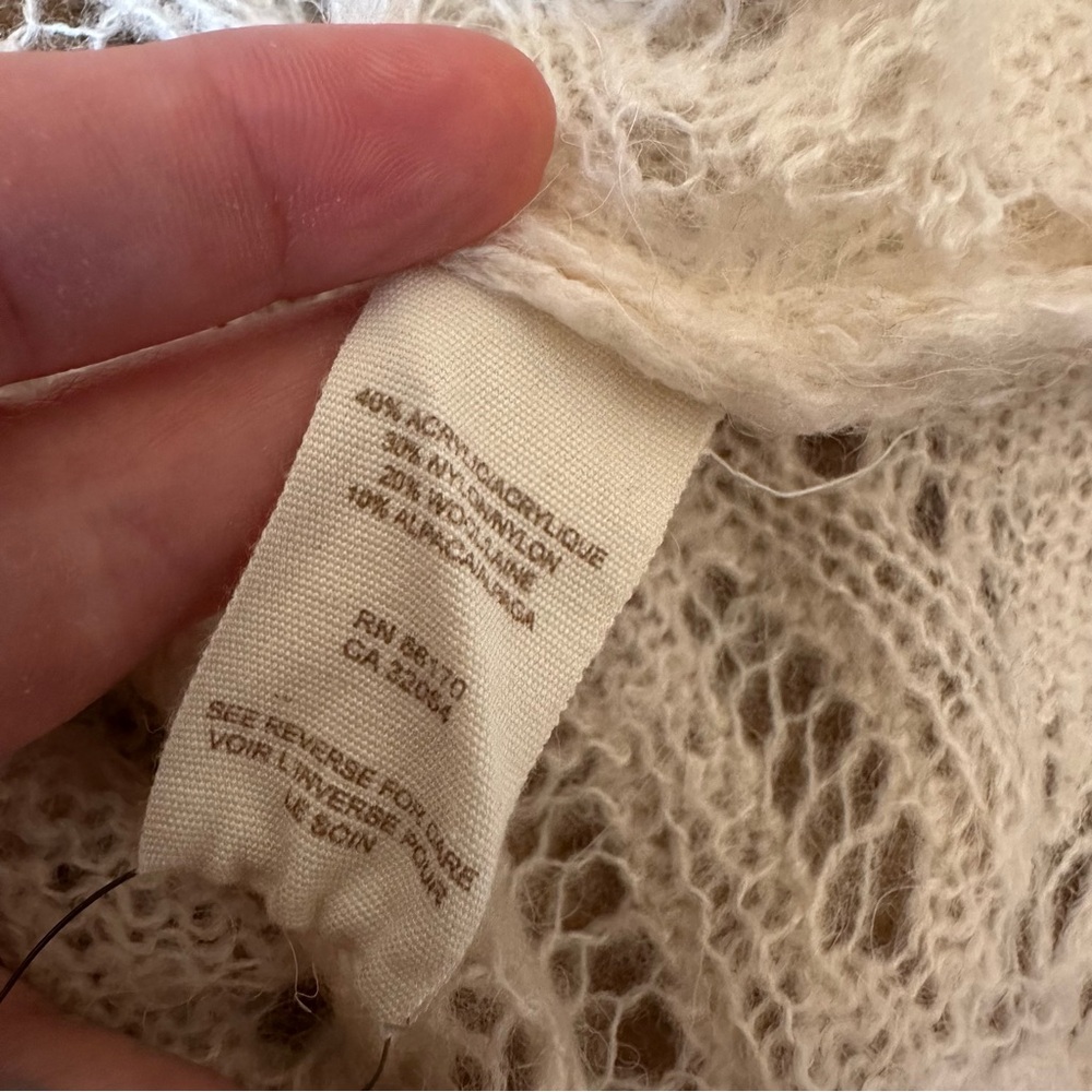 Free People Cream Beige Crochet knitted Lace Wool Alpaca Blend Sweater Blouse - Picture 7 of 9